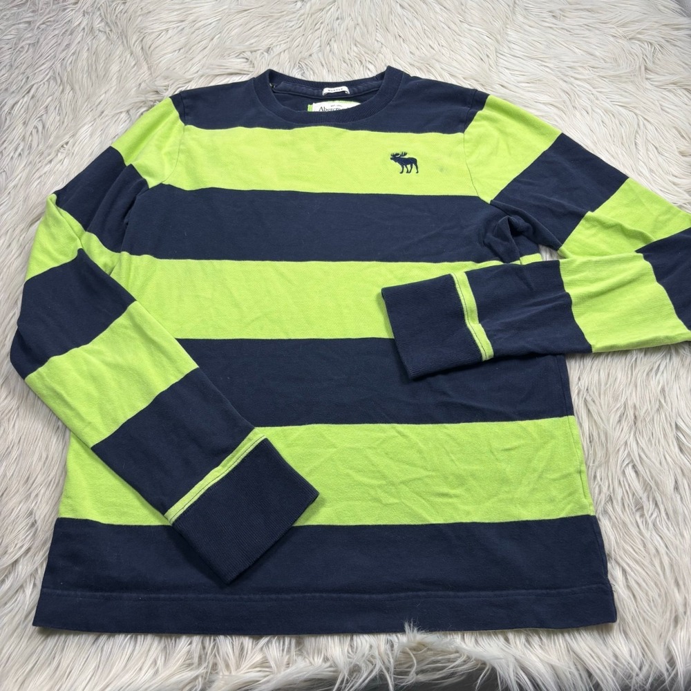 Vintage Y2K Abercrombie & Fitch Men's XL Muscl Fit LS Rugby Stripe Tee Blockcore